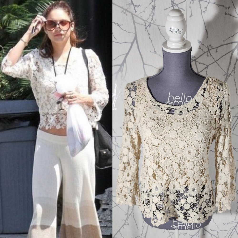 Heartloom Ivory Floral Lace Overlay Blouse